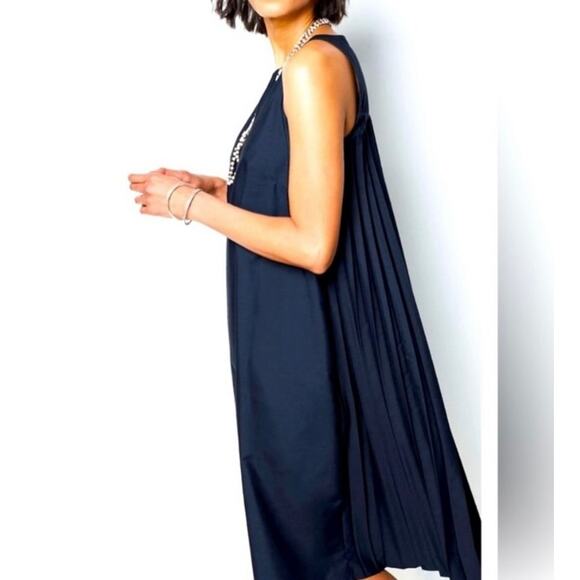 NEW NWT J. Jill Navy A Line Midi Dress with Dramatic Back Pleats Size 1X